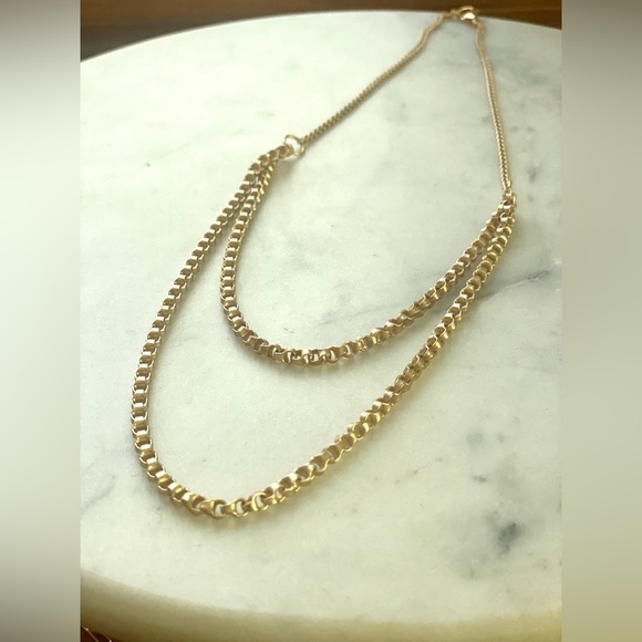 Matte Gold Double Chain Necklace - Picture 2 of 8